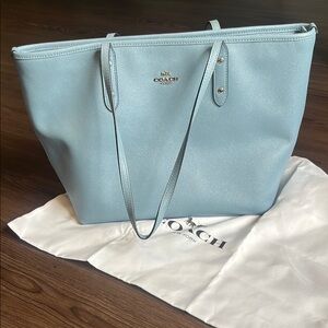 Coach Light Blue Tote Bag